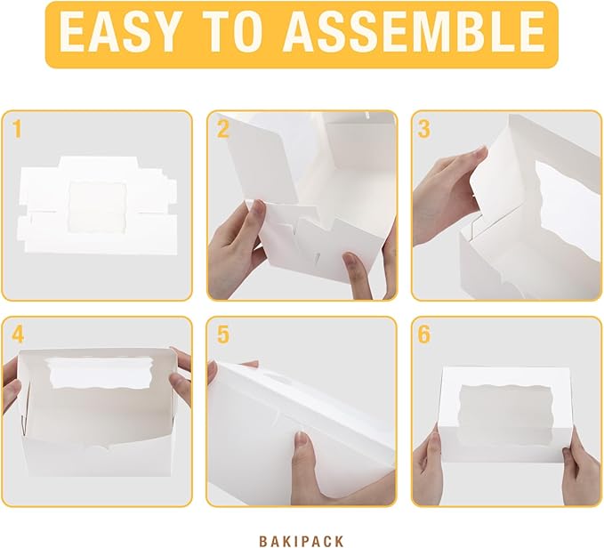 25 Roll Cake Boxes, White Bakery Boxes with Window, 5x5x3.5 inches Cookies Boxes Pumpkin Roll Container Donut Boxes Pastry Cake Packaging