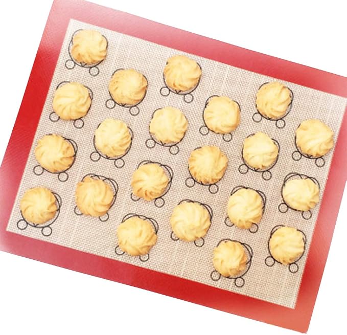 Topwon Macaron Baking Mat with Measurements,100% Non Stick Baking Mats, Pastry Mat & Macaroon Silicone Mat-2 Packed