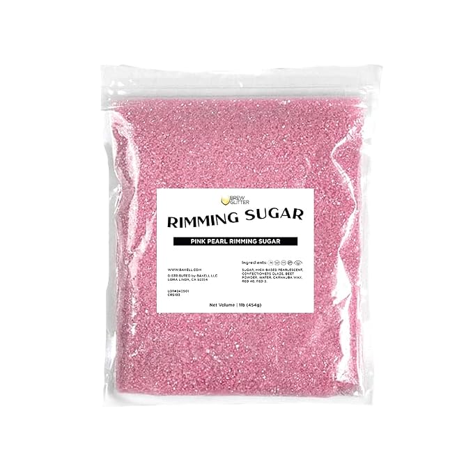 Brew Glitter - Rimming Sugar (4oz, 1x Bar Tin) Cocktail Garnish for Mixed Drinks & Refreshments (Pink, 1lb)