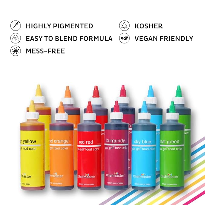 Chefmaster Georgia Peach Liqua-Gel® Food Coloring | Vibrant Color | Professional-Grade Dye for Icing, Frosting, Fondant | Baking & Decorating | Fade-Resistant | Easy-to-Use | Made in USA | 10.5 oz