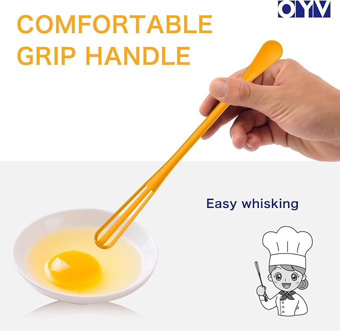 OYV Multifunctional Mini Whisk and Spoon, 8.5 in Mini Whisks for Cooking, 2 Pieces Small Whisk For Whisking, Beating, Blending Ingredients, Mixing Sauces, BPA Free Tiny Wisk