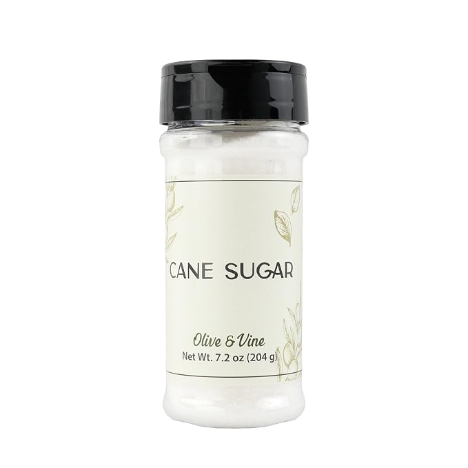 Olive & Vine Cane Sugar, Sweet Flavor, For Baking & Beverages, Rich Tradition, Authentic Taste, For Global Recipes (7.2 Ounce)
