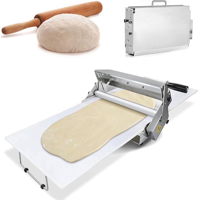 Stainless Steel Dough Machine,Folding Dough sheeter,Counter top Dough sheeter,Commercial Dough Roller sheeter,1–17.5mm/1–27mm, for Bakery Pizza, Croissants(Rs101)