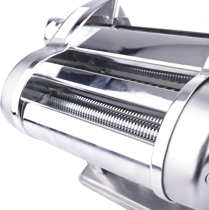 Xuthusman 135W Commercial Electric Dough Roller Sheeter Noodle Pasta Maker Machine Press Noodles Producing Stainless 4mm 110V W/2Blades 6-speed Adjustable