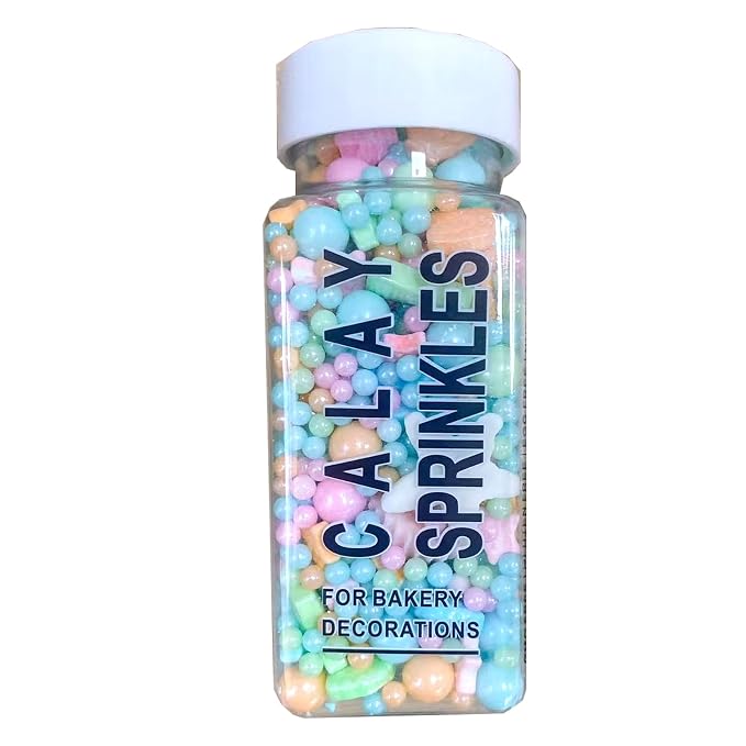 Sentovac Colorful Mermaid Sprinkle Edible Decorating Ocean Sprinkles for Cake Cupcake Topper Cookie Baking Decorations Starfish Shell Pearl Mermaid Candy Mix Mermaid Party Birthday Cake Decorations