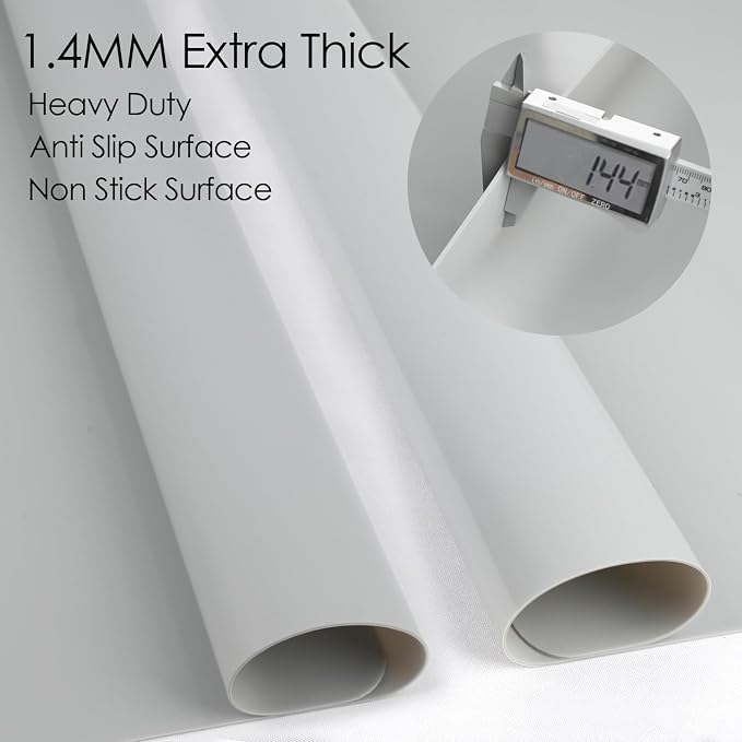 Extra Large Silicone Mat, 31.5x17 Inch Heat Resistant Mat for Kitchen Counter, Non-Stick Silicone Baking Mat for Dough and Pastry, Thick Silicone Pad Countertop Protector, Gray