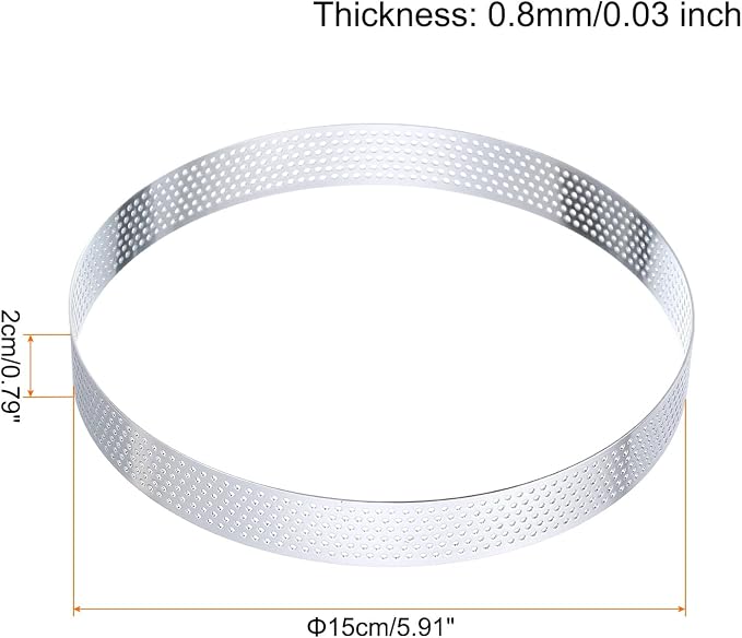 HARFINGTON 3Pcs Stainless Steel Tarts Rings 5.9" Perforated Metal Circle Baking Dessert Mousse Round Cake Ring Non Stick for Home Kitchen Food Cheese Making Tool