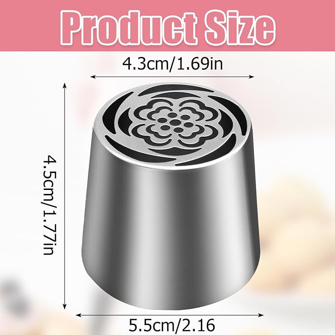 Jiozermi Extra Large Russian Piping Tip, Stainless Steel Flower Frosting Tip Icing Nozzle Floral Icing Nozzle for Birthday Cake Cupcake Decorating Frosting, Cream Baking Cookie DIY, SL44