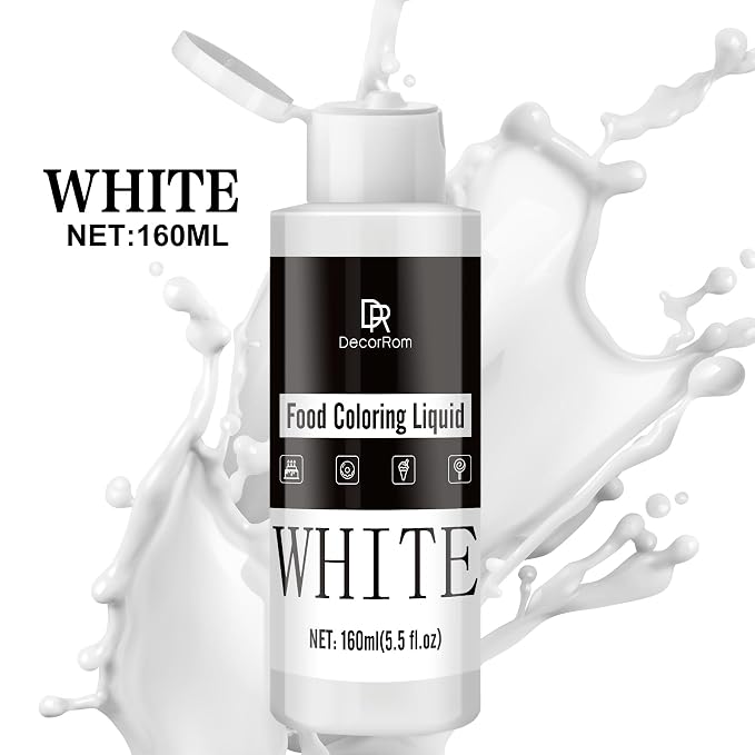 White Food Coloring Liquid - Vibrant Liquid Icing Food Coloring Set for Baking, Cake Decorating, Easter Egg, Airbrush - Tasteless Food Dye for Fondant, Slime, DIY Crafts - 5.5 Fl.oz / 160ml Each