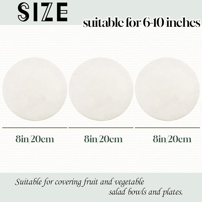 3 Pack 20CM 100% Reusable Organic Bowl Cover,Food Storage Container Covers,100% Natural Organic Linen,Unbleached,for covering fruit and vegetable salad bowls and plates