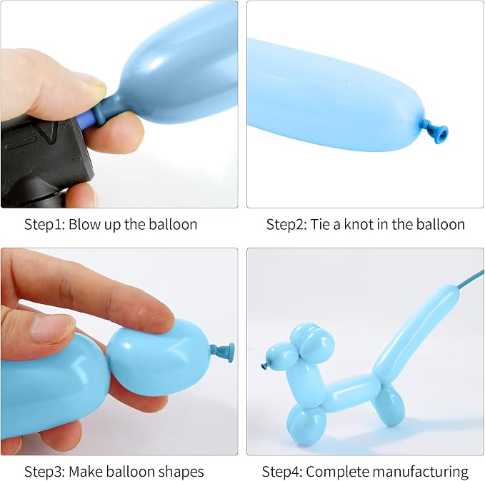 ZNHIS Light Blue 260 Balloons, 50pcs, Twistable Balloon Animals Kit for Graduation, Party Decorations