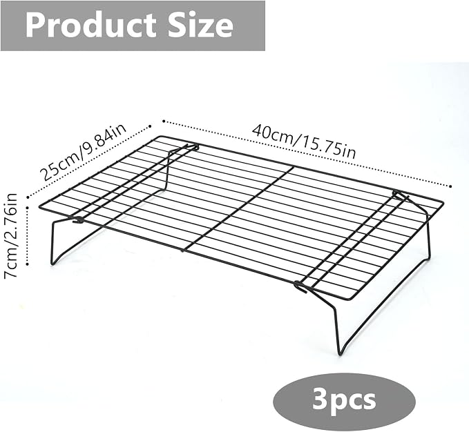 3 PCS Baking Cooling Rack, Stainless Steel, Stackable 15.7 x 9.8 inch Cooking Cooling Racks for Roasting Grilling