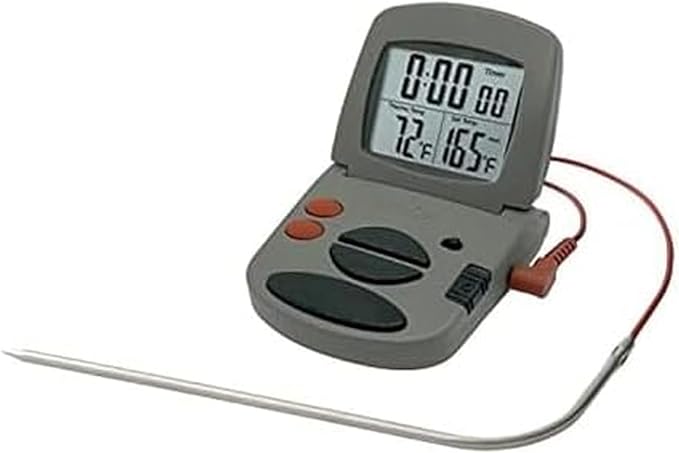 Taylor Programmable with Timer Instant Read Wired Probe Digital, Meat, Food, Grill BBQ Cooking Kitchen Thermometer with Timer, Gray
