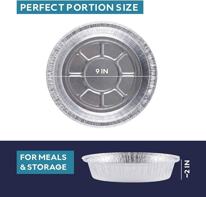 The Name 9" Round 30 Pack Aluminum Foil Pans Disposable Pie Tins, Mini Pans, Tart Baking Trays, Oven/Freezer Safe, Perfect for Apple Pie, Pumpkin Pie, Quiche, Pot Pie, Cobbler, Catering & Food Service