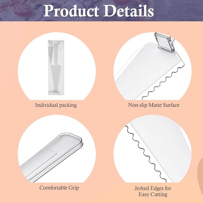 60 Pcs Disposable Plastic Cake Cutter, 9 Inch Cake Pie Cutter Plastic Spatula Cake Server Cutting Knives Pizza Pastry Slicer Serving Utensils for Kitchen Wedding Buffet, Clear