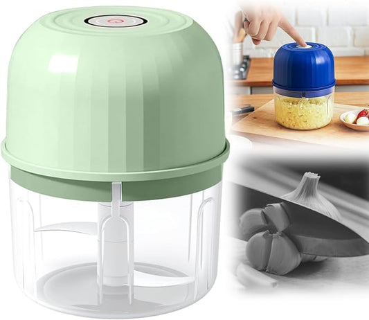 Electric Garlic Chopper, 2026 New Portable Mini Vegetable Chopper, USB Rechargeable Garlic Grinder, Cordless Onion Chopper Food Processor for Garlic Onion Ginger Chili Meat Sauce (Light Green)