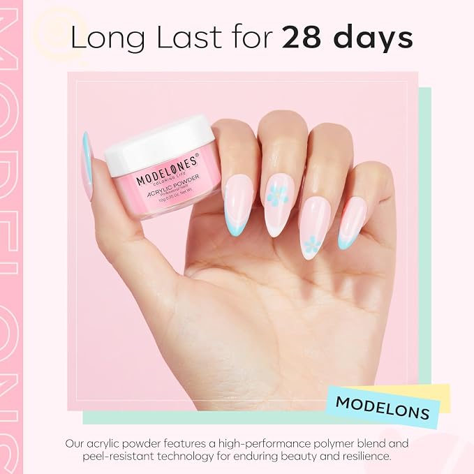 Modelones Pink Acrylic Powder 6 Colors Acrylic Nail Powder Kit Pastel Yellow Blue Purple Macaron Spring Nail Acrylic Cover Powder for Nail Art Extension No Nail Lamp Needed
