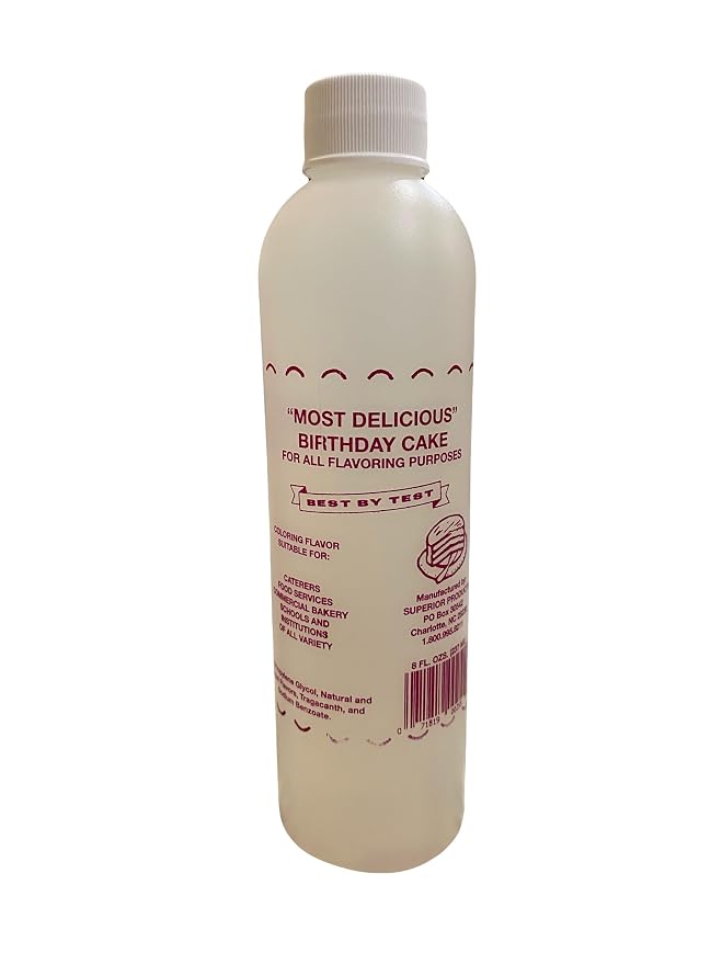 Superior Flavors 8oz Bottle | Cooking and Baking Flavoring | Delicious Substitute for Vanilla Extract | Water Based, and Alcohol Free (Birthday Cake)