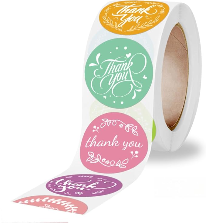 500 Colorful Thank You Stickers Heart Floral Thank You Sticker for Packaging Flower Small Business 1 Inch 9 Designs Handmade Presents Bags Envelopes Shopping Small Shop Mailers Wrapping