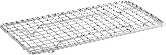 OCS Parts 4-1/4" x 8-1/4" Stainless Steel Pan Grate | Footed Cooling Pan Grate for 1/4 Size Steam Tables, Baking, and Hotel Pans