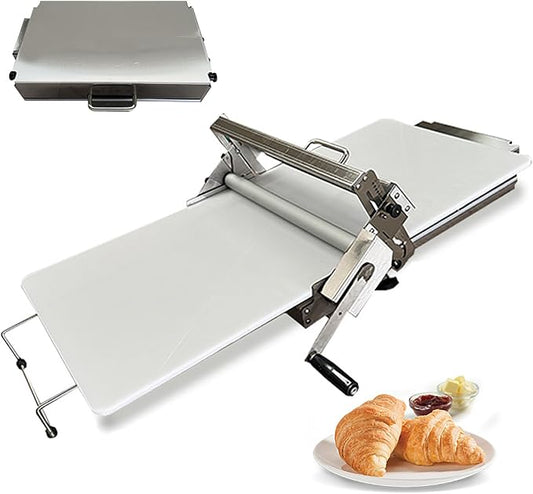Folding Dough Sheeter | Manual Dough Rolling Machine | Stainless Steel | Adjustable Thickness with 0-27mm Settings | for Bread, Pastry, Croissants