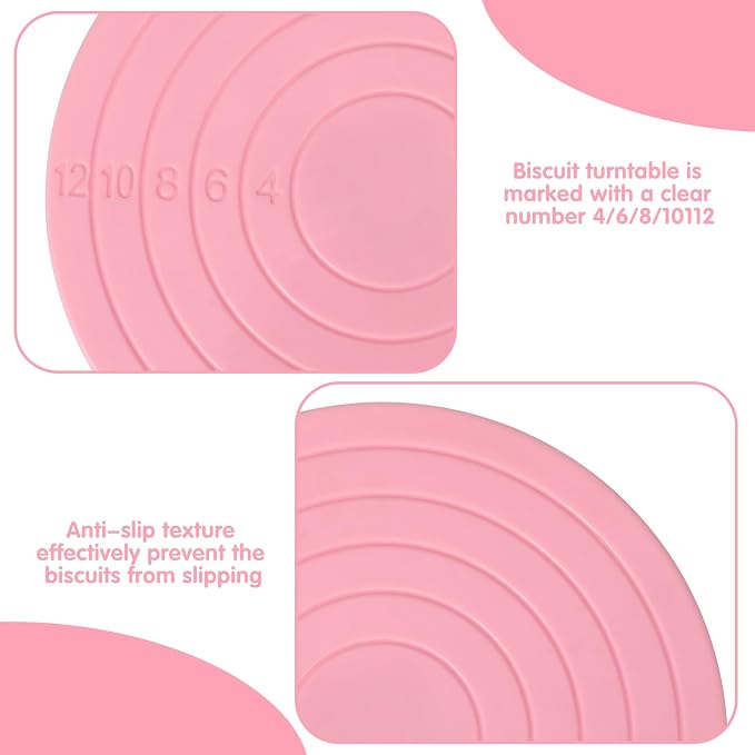 Cake Decorating Turntable,5.5 In Cake Turn Table, Rotating Cakes Stand, Rotatings Cakes Stands for Cookies and Cupcakes, Baking Tool Accessories, Pink