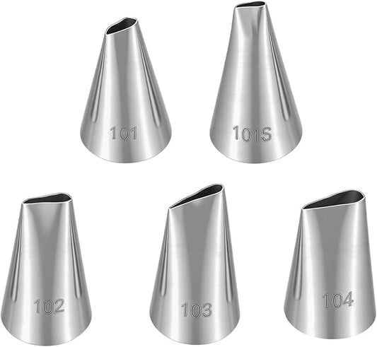 5 Pcs Piping Tip Set, Flower Piping Tips for Cake Decorating – Flower Petal Icing Tips, Stainless Steel Cakes Decor Pastry Tools for Cake Decorating Cupcake