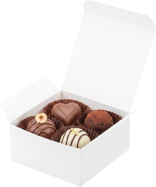 Sunnda 40 Pack 4x4x2 White Small Gift Boxes - Food Grade Cardboard Treat Boxes for Candy, Fudge, Cookies - Small Square Boxes for Ornaments, Jewelry Trinkets, Party Favors, Small Business Packaging