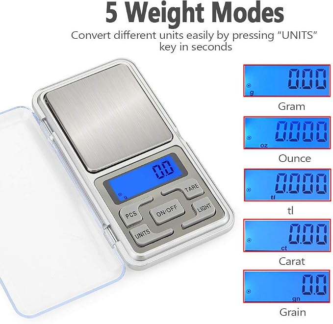 Digital Pocket Scale, 500g Capacity High Precision Balance of 0.01g, Mini Electronic Grams Reloading Weight Scale, Food Scale, Jewelry Gem Scale, Kitchen Scale