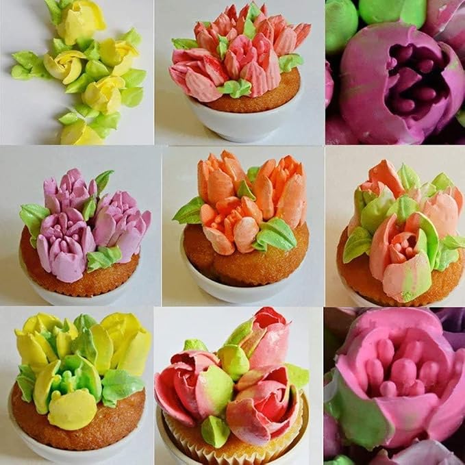Russian Piping Tips Set, 5PCS Stainless Steel Cake Cupcake Decorating Supplies Kit Flower Frosting Tips DIY Icing Piping Tips for Cake Decorating (5PCS)