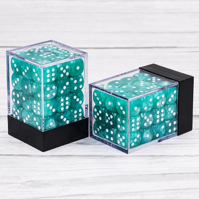 36 of Pack 12MM 6 Sided Dice Set,Pearl Pattern Game Dice Set, 6 Sided Standard Dices for Yahtzee, Bunco or Teaching Math,with Portable Plastic Box(Light Blue Pearl)
