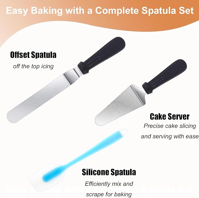 Aluminium Cake Turntable Set with Revolving 12 Inch Cake Stand for Decorating, Offset Spatula, Cake Server, Stainless Steel Frosting Icing Smoother, Pastry Bags and Other Baking Tools（16Pcs）