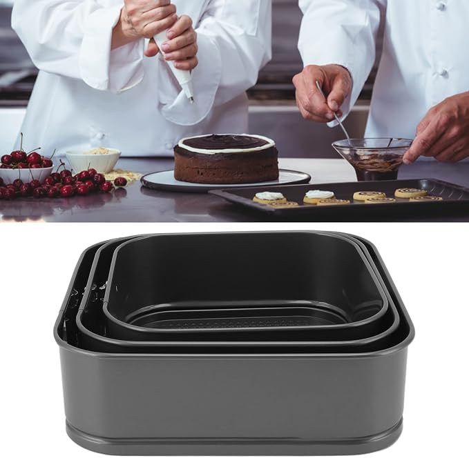 3Pcs Springform Pan, Leakproof Nonstick Cheesecake Pan with Stainless Steel Spring Buckle, Springform Cake Pan with Removable Bottom for Cheesecake Pizza Bread (18/20/22)