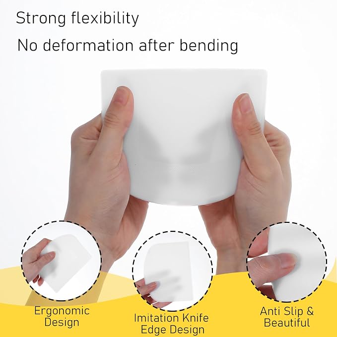 5 Pcs Plastic Dough Scraper,Plastic Bench Scraper Bowl Scrapers for Bread Dough Cake,Baking Supplies Kitchen Gadgets-White