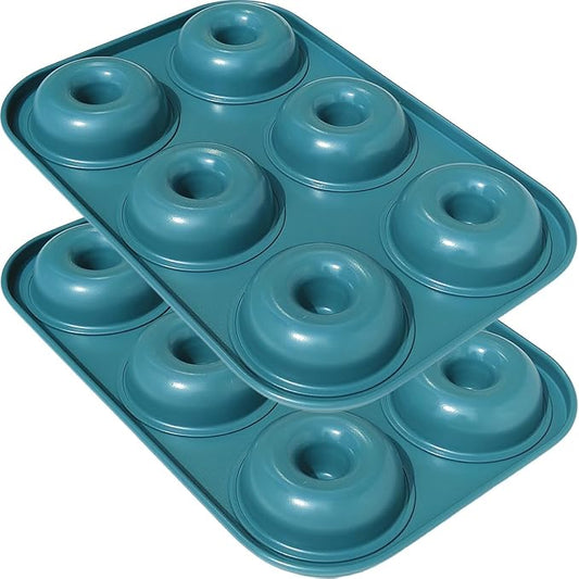 6-Cavity Nonstick Donut Pan Baking Ring Doughnut Pans for Bread Muffin Baking Pastries Cookies, Metal (2 Pack)