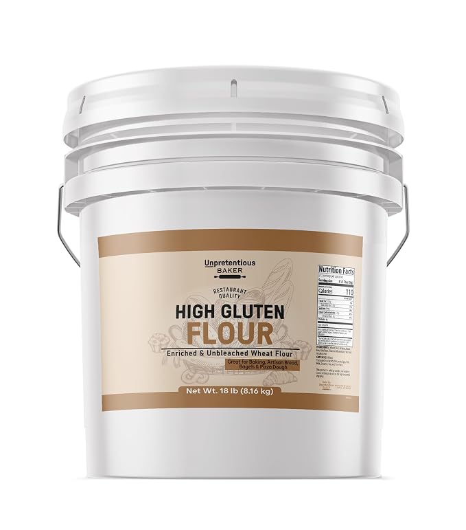 Unpretentious High Gluten Flour, 3.5 Gallons, Artisan Bread, Bagels, Pizza