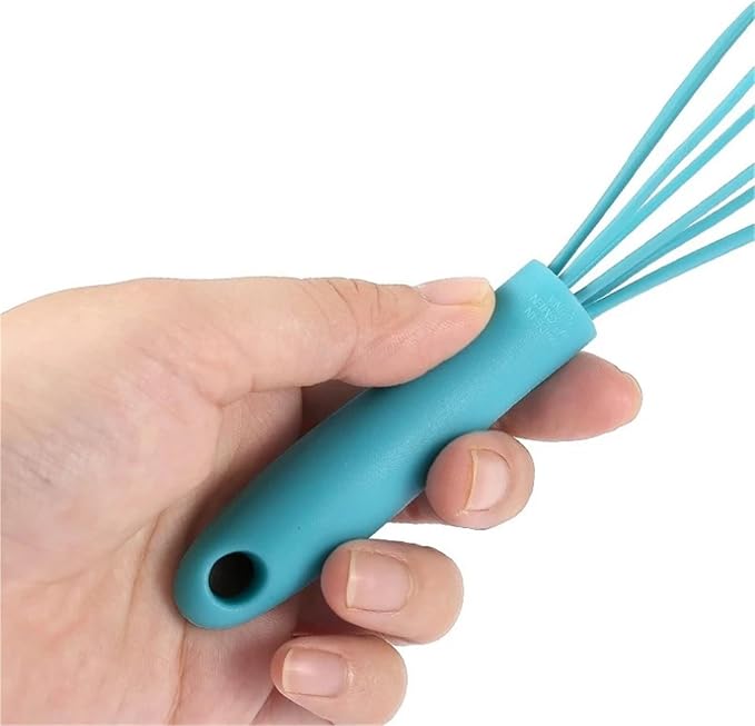 6 Inch Handheld Manual Mixer Silicone Stainless Steel Whisk for Whipping Cream Beating Eggs Mixing Flour Baking Tool(SKY BLUE)