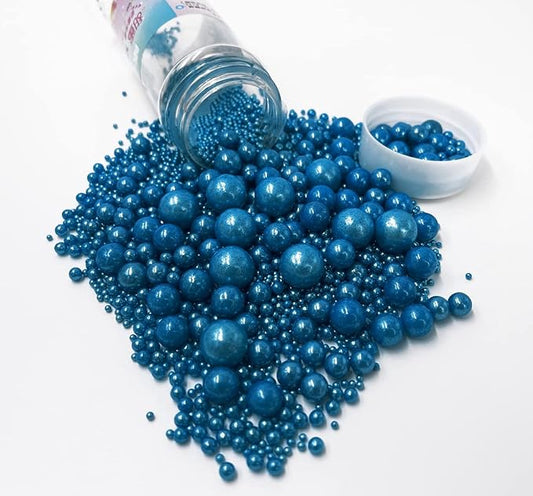 Sprinkles Edible Navy Rolay Blue Pearl Sugar Candy Cupcake Cake Topper 120g/ 4.2oz, Christmas Decorative Glitter Sprinkle Mix for Baking, Cake and Cookie Decorating