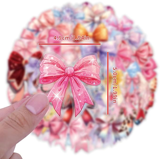 60 Pcs Clear Bowknot Stickers for Water Bottles, Laptop, Scrapbook, Journal, Skateboard, Guitar,Phone,Aesthetic Waterproof Transparent for Crafts Decorative,Sticker Collectors,DIY Lovers...(Bowknot)