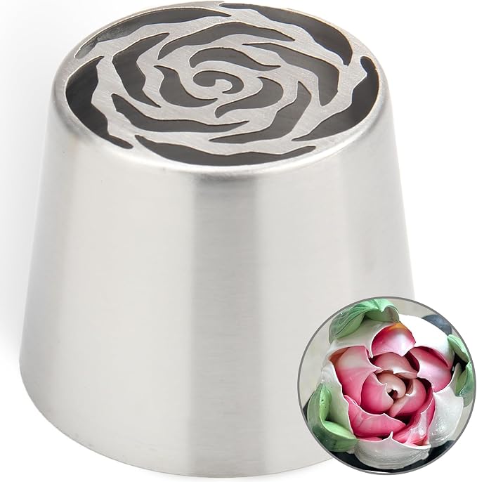 Extra Large Russian Piping Tips - Stainless Steel Flower Nozzles Set for Cake Decorating, Rose & Floral Icing Tips for Cupcakes, Cookies Professional Baking Tools (XXL, Style 48)