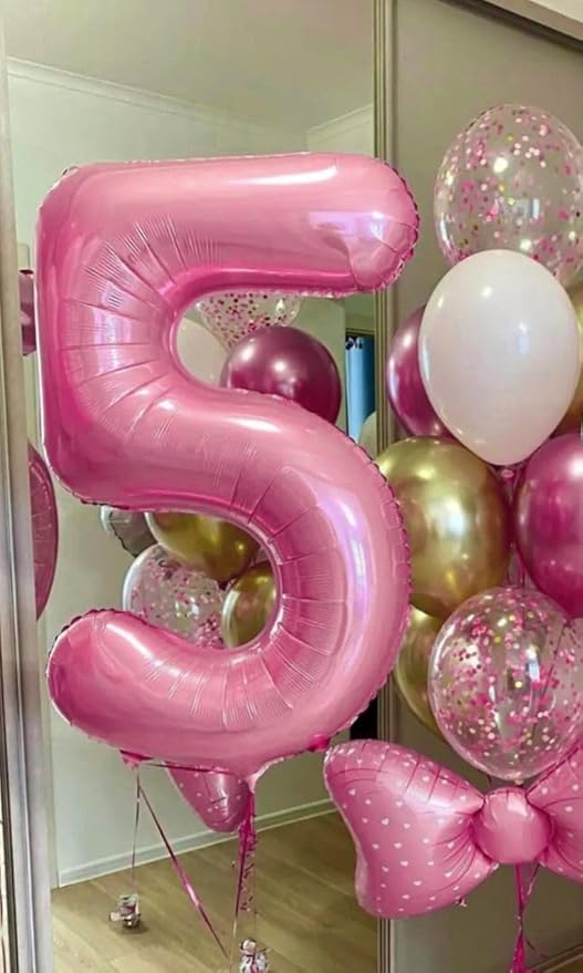 Pearlescent Pink 3 Balloon, Number Balloons 40 Inch, 3rd Birthday Decorations for Kids Girls Women Party Supplies for Party Decorations, Number 3 Balloon
