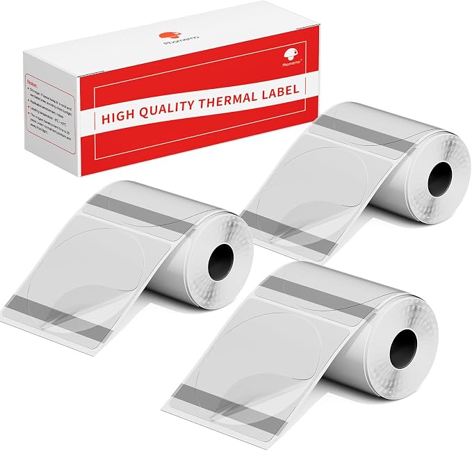Phomemo Thermal Labels - 3 Pack Clear Circle Labels, Transparent M110/M220/M221/M120/M200, 1.96"x1.96" (50x50mm) Round Stickers