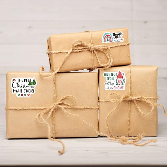 Wailozco 200 PCS The Best Christmas Mail Ever Stickers,Cute Small Business Envelopes Stickers for Business Packages/Handmade Goods/Bags,Christmas Theme Small Shop Business Stickers for Envelopes Seal
