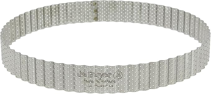 de Buyer Perforated Fluted Round Tart Ring - 11” Diameter - Perfect for Baking Beautifully Crisp Tarts - Easy to Use & Clean - Made in France