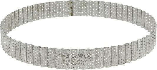 de Buyer Perforated Fluted Round Tart Ring - 11” Diameter - Perfect for Baking Beautifully Crisp Tarts - Easy to Use & Clean - Made in France