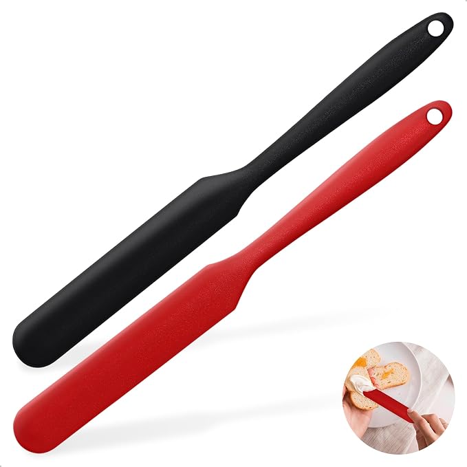 MOJOTORY Silicone Jar Scraper, 2 PCS Long Handle Spatula | Small Spatula, BPA-Free, Food Grade Silicone, Heat Resistant, Steel Core, for Peanut Butter, Baking, Scraping Jar Residue