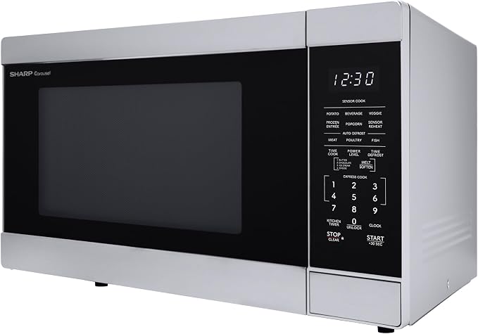 SHARP Countertop Microwave Oven with Removable 13.6" Carousel Turntable, 1100 Watt, 1.6 Cubic Feet, Stainless Steel