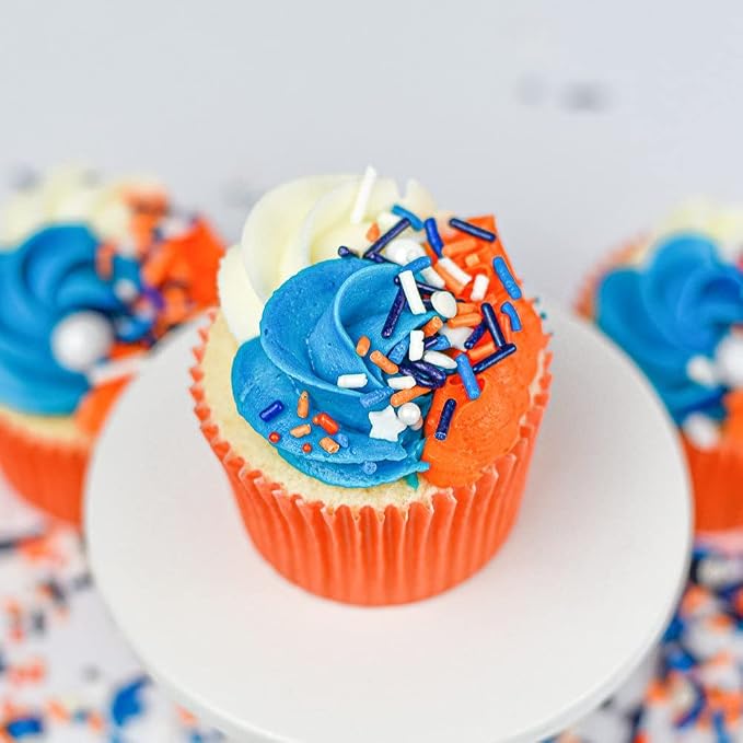 Blue and Orange Sprinkles for Cake Decorating, Orange Sprinkles for Cupcakes, Edible Cake Decorations for Cakes, Ice Cream and Desserts Toppings, Football Sprinkle Edible, Baseball Sprinkle