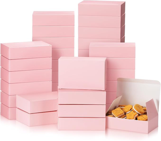 FillTouch 36 Pcs Pink Bakery Boxes 5.75 x 2.75 x 1.5 Inch Pink Cookie Boxes Pastry Box for Cupcakes, Desserts, Cookies, Candies Donuts Cookie Containers for Party Favor and Gifts