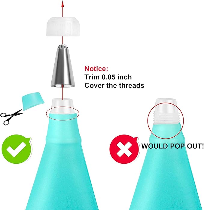 Joyeee Reusable Piping Bags and Couplers Set, 6 Pack Anti Burst Frosting Silicone Piping Bags Baking Supplies Cake Cupcake Decorating Tools Kit, 6 Couplers for Piping Bags, 3 Size 12” 14” 16”